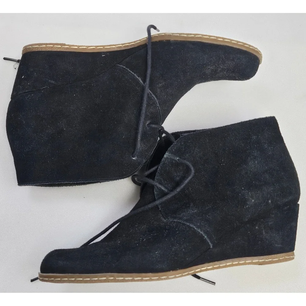 Franco Sarto Acquire Ankle Bootie Boots Womens‎ Size 8.5M Black Leather Lace Up